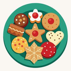 plate filled with various decorated Christmas cookies