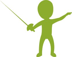 player with sword fencing green silhouette clipart
