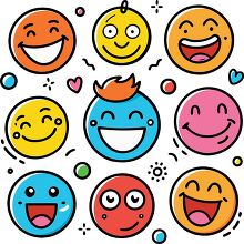 playful assortment of happy faces in cheerful expressions