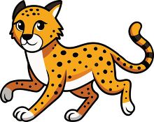 playful cheetah running cartoon style