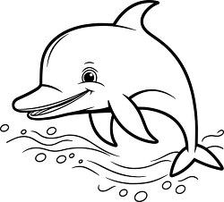 playful dolphin jumps in water black outline