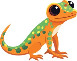 playful green orange gecko with big smiling eyes