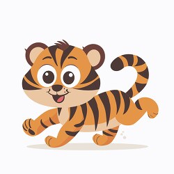 playful tiger in side view runs energetically