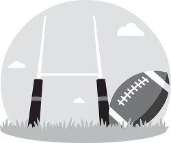playing rugby ball is shown at at the goal line  gray color clip