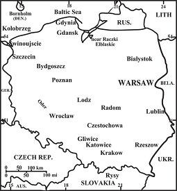 Poland country map black outline