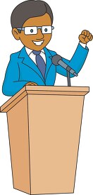 politician standing at podium giving speech clipart