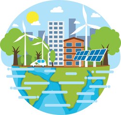 pollution free earth solar panels windmills city environment cli