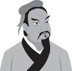 portrait confucius ancient chinese philosopher gray color clip a