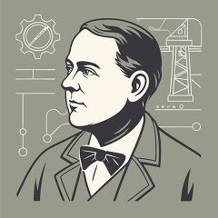 vector portrait of Frank Sprague known for his contributions to modern electricity and engineering