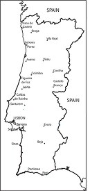 Portugal country map black outline