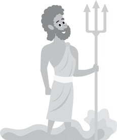 poseidon ancient greek god holds trident in his hands gray color