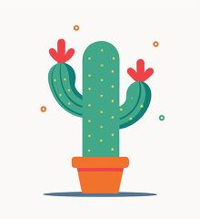 Potted Cactus with Red Tipped Blooms