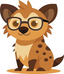 potted hyena with glasses and a tuft of hair