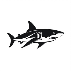 predatory shark icon in a stark black silhouette