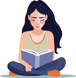 pretty girl with legs crossed reads her book