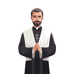 priest wearing clerical collar praying clip art