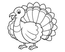 printable side view of a turkey with its wings