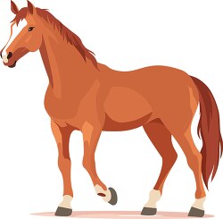 profile of a stylized brown horse, with a detailed tail and hoov