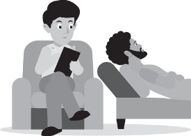 psychiatrist with patient on couch gray color clipart 2
