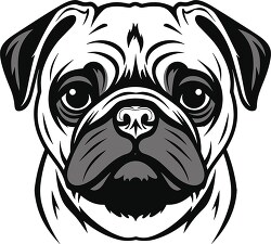 pug dog face black outline illustration