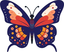 purple butterfly with orange yellow white spots on the wings cli