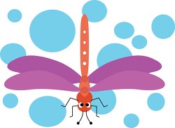 purple orange dragonfly with blue dots in background clipart