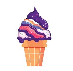 purple pink swirly ice cream on a cone clip art