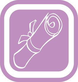 purple square diploma with ribbon icon