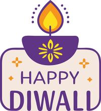 purple themed Diwali design with a lit diya