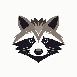 raccoon face flat design cartoon style clip art
