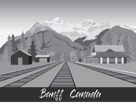 railroad tracks mountains banff canada gray color clipart