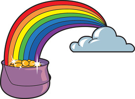 rainbow over a pot of gold st patricks day clipart