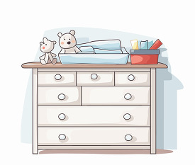 realistic illustration of a changing table with baby essentials