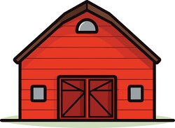 red agriculture farm barn with double doors clip art