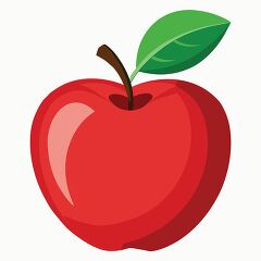 Red Apple Clipart with Green Leaf
