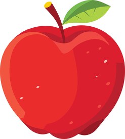 red apple designed in a flat style with stem and leaf