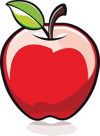red apple illustration with a green leaf and black outline