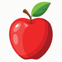 red apple with a leaf on a stem clipart