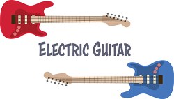 red blue electric guitar with words