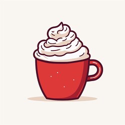 red christmas mug with hot chocolate topped with whipped cream 0