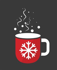 red coffee mug with a white snowflake