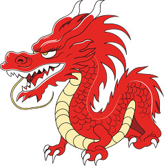 red dragon with an elongated body and sharp claws