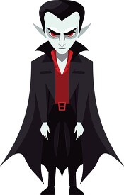 red eyed vampire wearing a black cape clip art