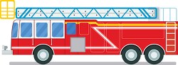 red fire engine truck sideview clipart