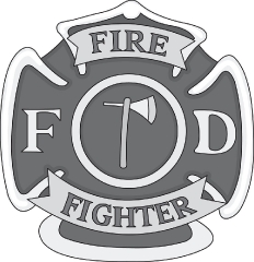 red firefighter fire department badge educational gray color cli