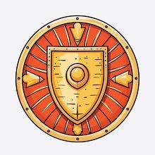 red gold ancient roman shield cartoon