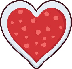 red heart sticker with dotted accents on a white background