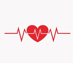 red heart with a sharp electrocardiogram pulse representing hear
