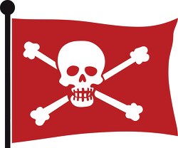 red pirate flag with white skull