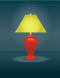 red table lamp with a yellow lamp shade clip art